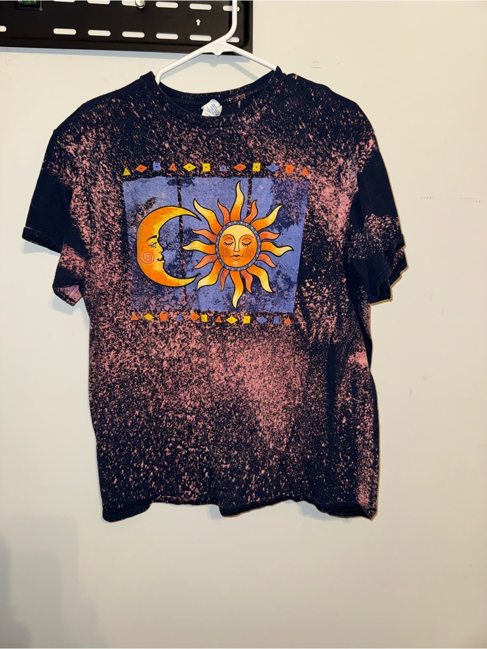 Unbranded women Sun & Moon Graphic Tee - Black with Pink Wash
